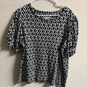 Chico's Black and White Puff Sleeve Blouse